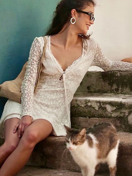 Free People Other - NWT! Free People Petra Lace Mini Dress Ivory Side Zipper ~ S
